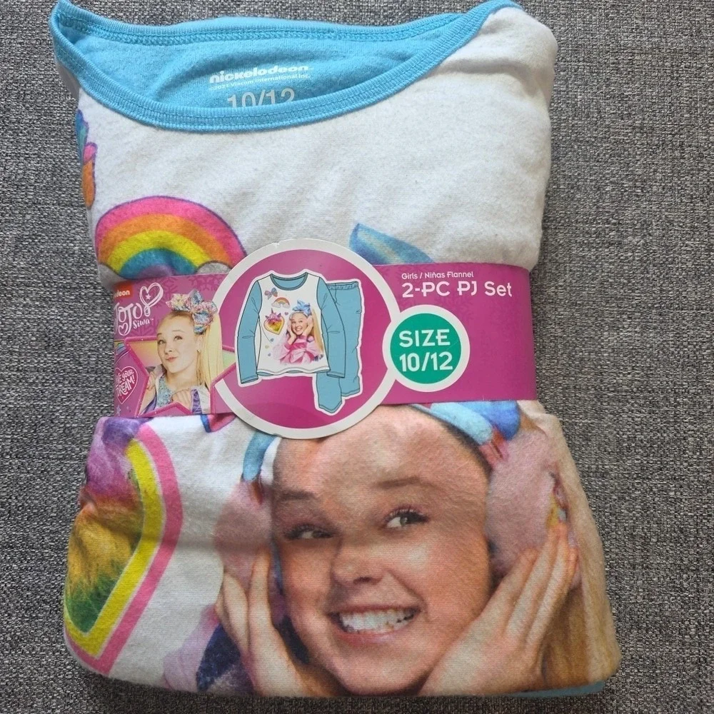 JoJo Siwa 2 PIECE PJ SET SIZE 10-12 FLANNEL GIRLS, Long Sleeve NWT COLOR BLUE